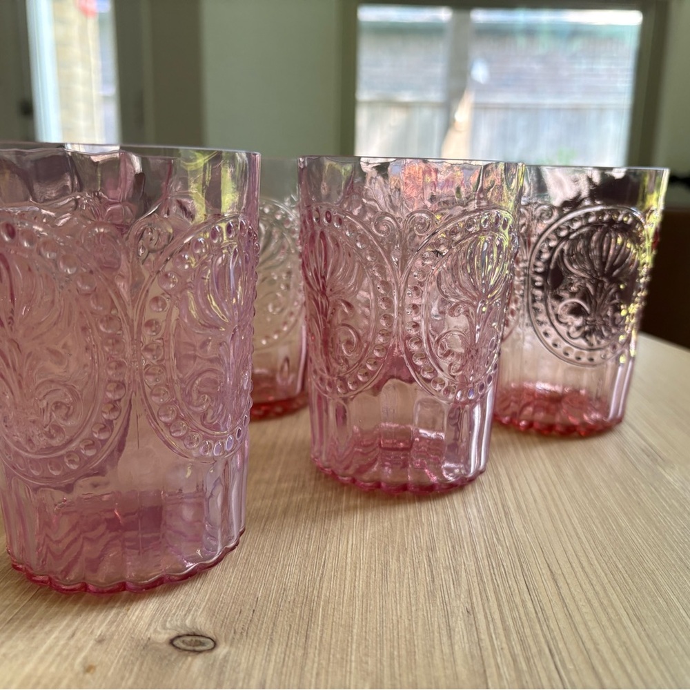 Anthropologie Large Pink Bohemian Glass Tumblers (Set of 6) - Picture 7 of 11